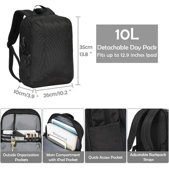 Hynes Eagle 2 in 1 Travel Backpack 48L Carry on Backpack with Removable Daypack - Picture 5 of 8